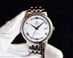 Perfect Replica Omega De Ville White Roman Dial Stainless Steel Smooth Bezel 39.5mm Watch 